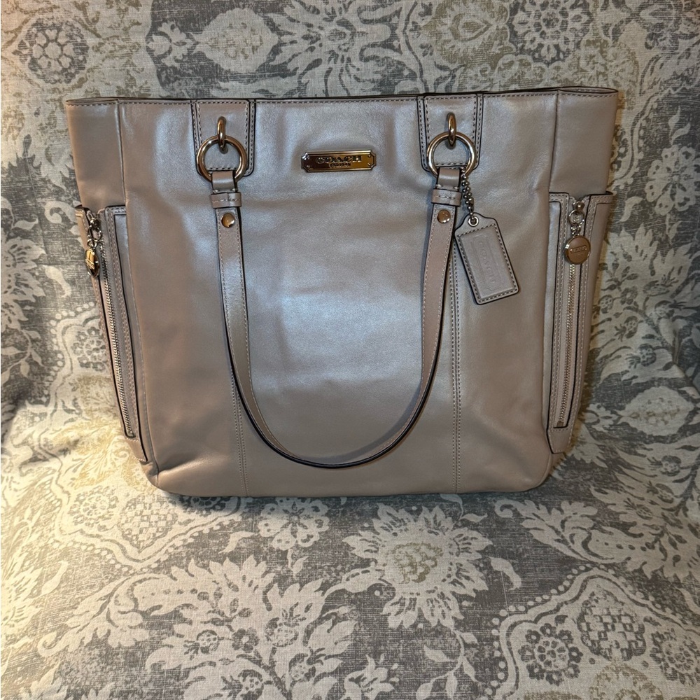 Coach Taupe Leather Tote Bag